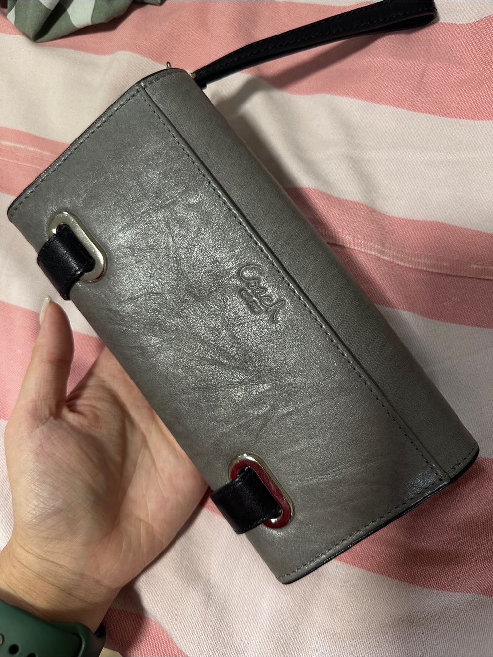 Coach Gray Leather Wristlet Wallet